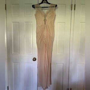 BCBG MAXAZRIA peach/light pink lace maxi dress